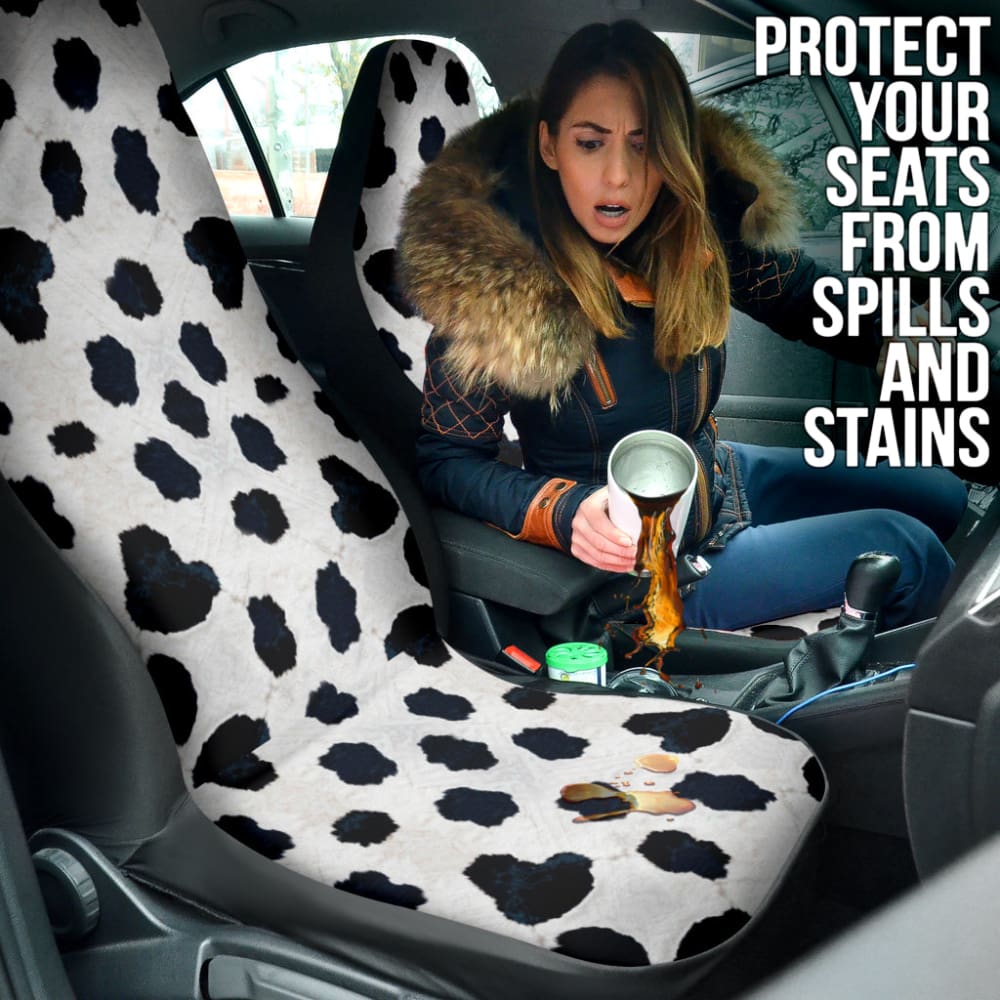 Amazing Best Gift Black And Blue Cowhide Print Car Seat Covers 210601 - YourCarButBetter