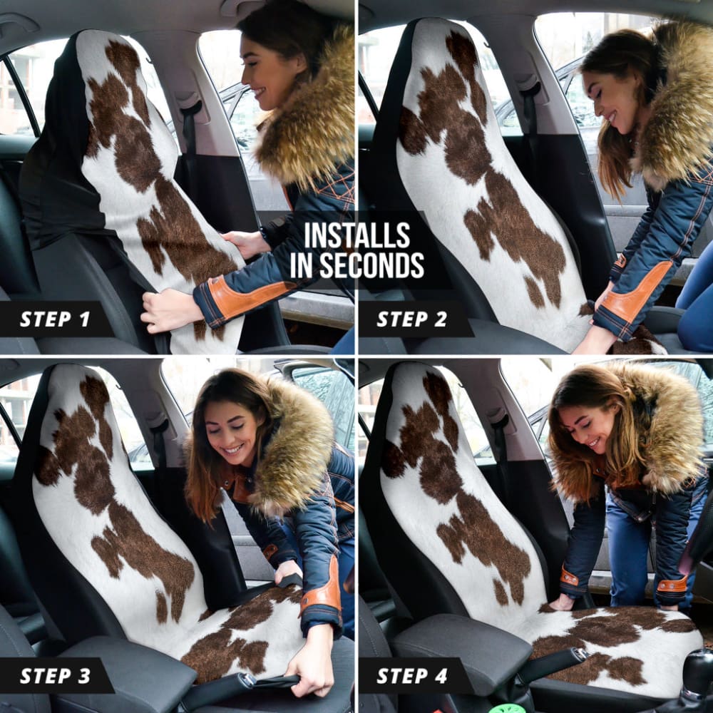 Amazing Best Gift Brown Cowhide Print Car Seat Covers Custom 3 210601 - YourCarButBetter