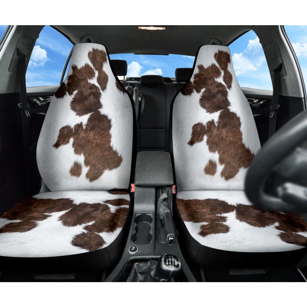 Amazing Best Gift Brown Cowhide Print Car Seat Covers Custom 3 210601 - YourCarButBetter