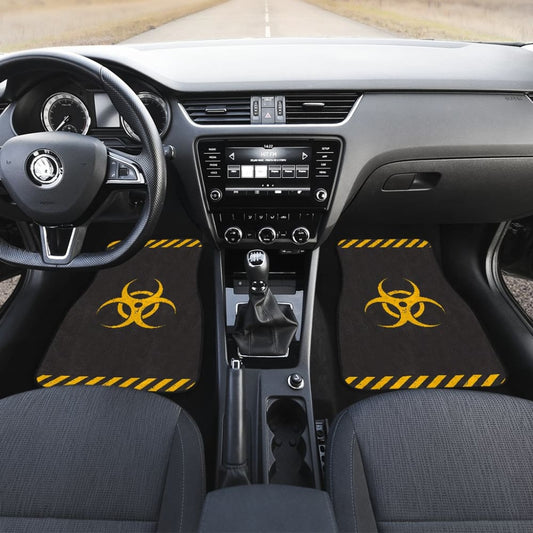 Amazing Black and Yellow Biohazard Car Floor Mats 211401 - YourCarButBetter