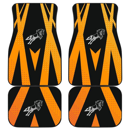 Amazing Black Orange Horse Mustang Custom Metallic Style Printed Car Floor Mats 211407 - YourCarButBetter