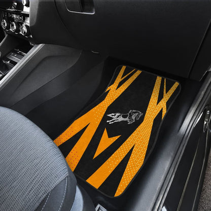 Amazing Black Orange Horse Mustang Custom Metallic Style Printed Car Floor Mats 211407 - YourCarButBetter