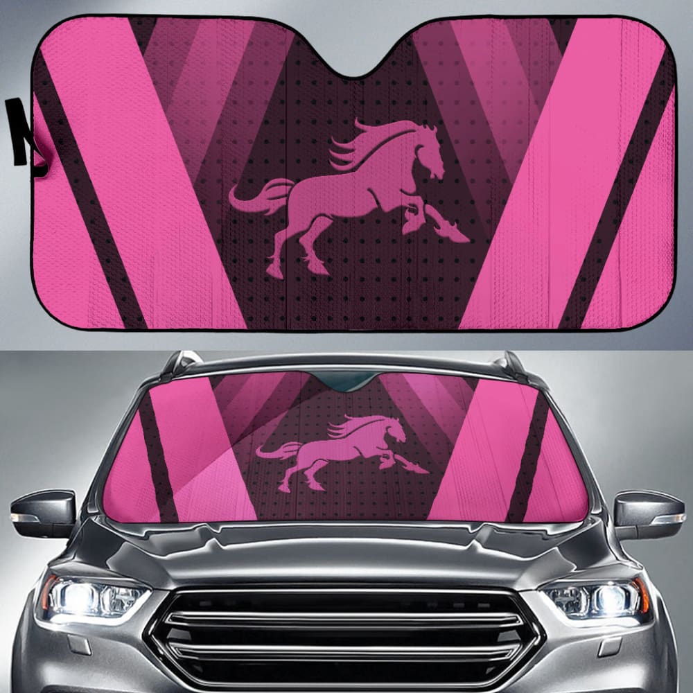 Amazing Black & Pink Horse Mustang Custom Car Accessories Car Auto Sun Shades 210801 - YourCarButBetter