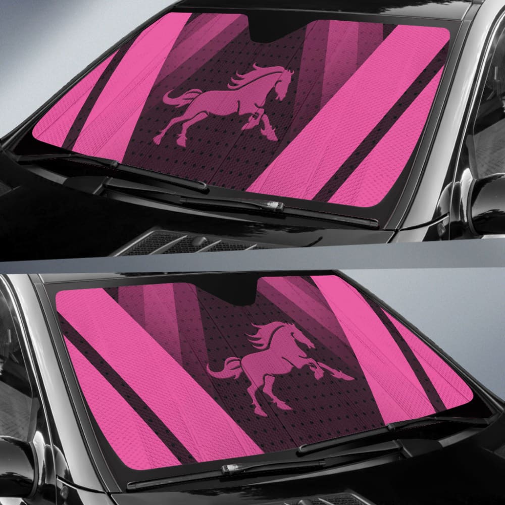 Amazing Black & Pink Horse Mustang Custom Car Accessories Car Auto Sun Shades 210801 - YourCarButBetter