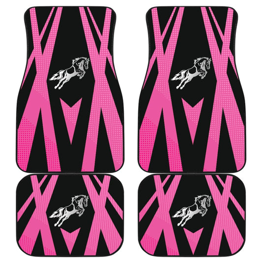 Amazing Black & Pink Horse Mustang Custom Metallic Style Printed Car Floor Mats 211901 - YourCarButBetter