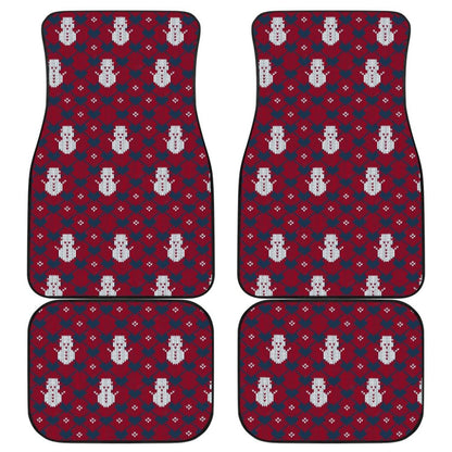 Amazing Blue Red Ugly Christmas Snowman Pattern Car Floor Mats 211903 - YourCarButBetter