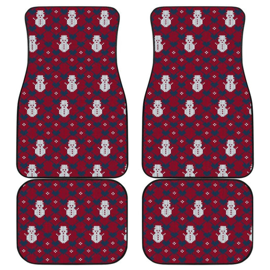 Amazing Blue Red Ugly Christmas Snowman Pattern Car Floor Mats 211903 - YourCarButBetter