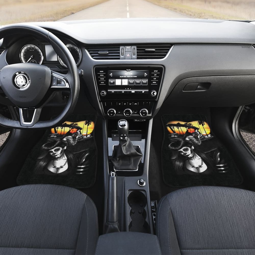 Amazing Couple Love Calavera Sugar Skull Style Car Floor Mats 211004 - YourCarButBetter