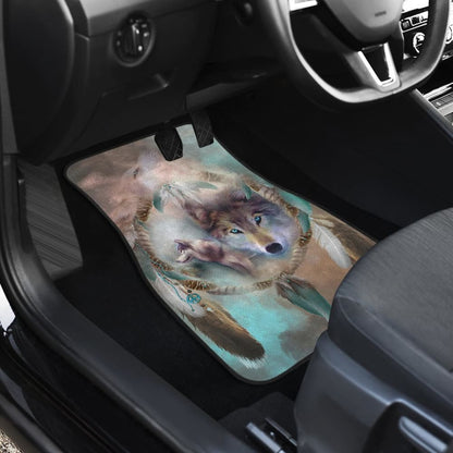 Amazing Dreamcatcher Blue Eyes Wolf Car Floor Mats 210507 - YourCarButBetter