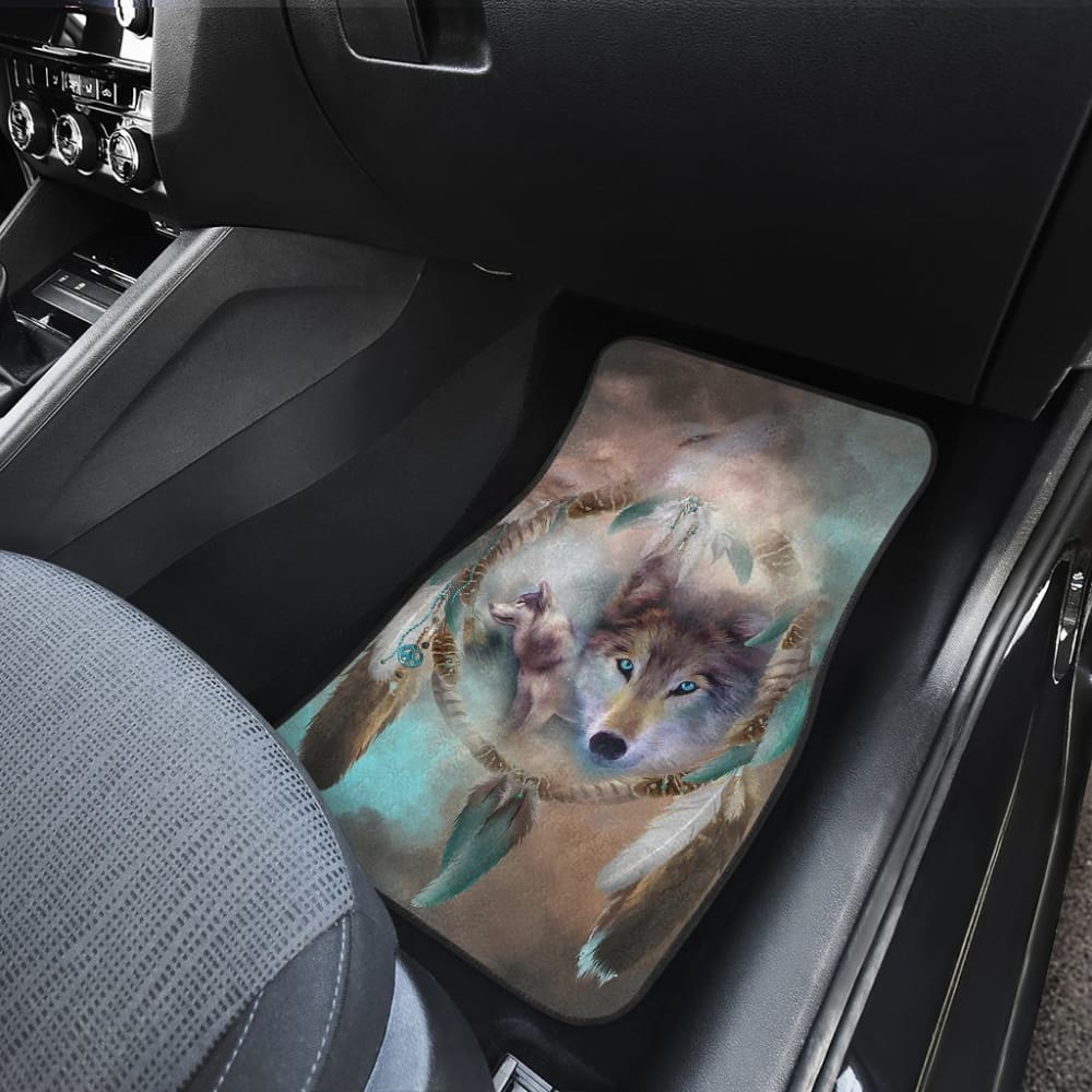 Amazing Dreamcatcher Blue Eyes Wolf Car Floor Mats 210507 - YourCarButBetter