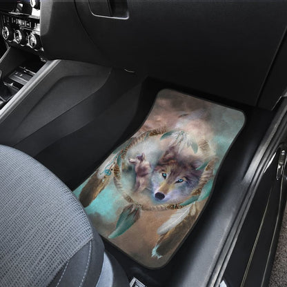 Amazing Dreamcatcher Blue Eyes Wolf Car Floor Mats 210507 - YourCarButBetter