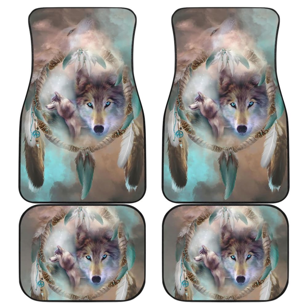 Amazing Dreamcatcher Blue Eyes Wolf Car Floor Mats 210507 - YourCarButBetter