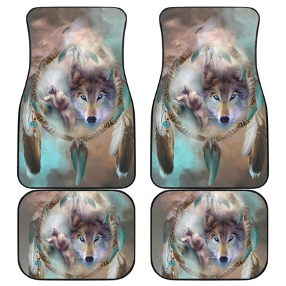 Amazing Dreamcatcher Blue Eyes Wolf Car Floor Mats 210507 - YourCarButBetter