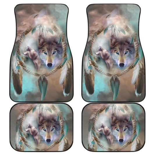 Amazing Dreamcatcher Blue Eyes Wolf Car Floor Mats 210507 - YourCarButBetter