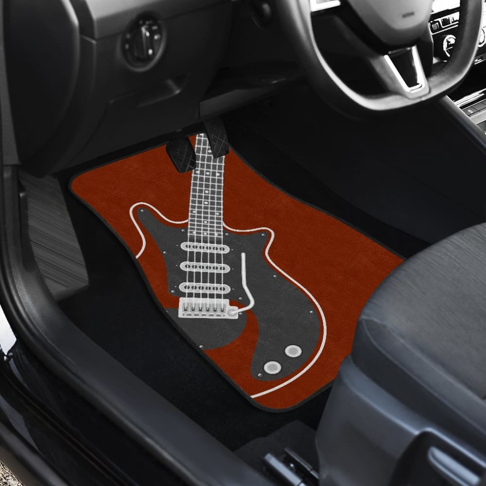 Amazing Electric Guitar In Red Themed Car Floor Mats 211305 - YourCarButBetter