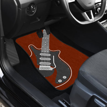 Amazing Electric Guitar In Red Themed Car Floor Mats 211305 - YourCarButBetter