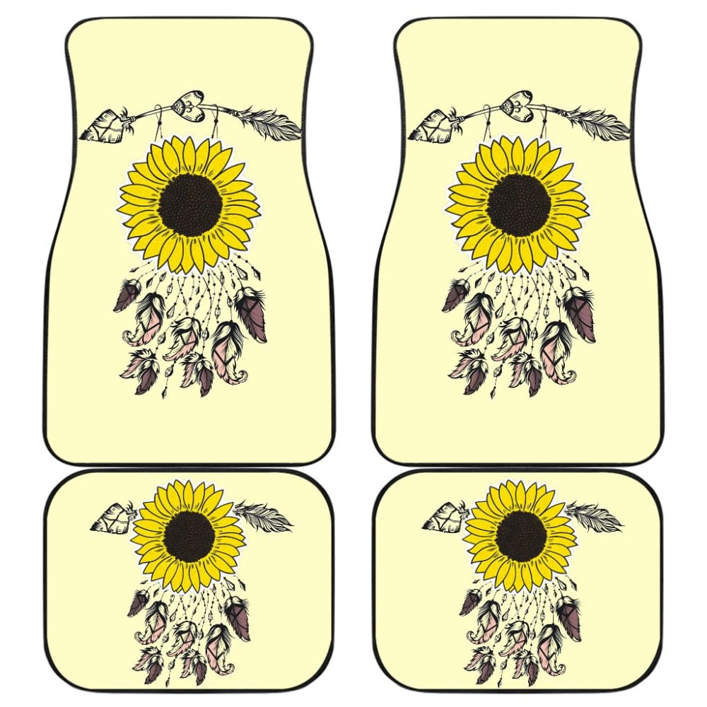 Amazing Gift Ideas Sunflower Native American Pattern Light Yellow Background Car Floor Mats 212204 - YourCarButBetter