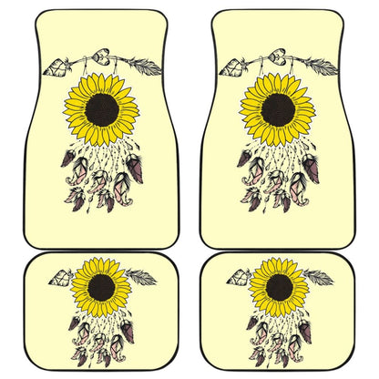 Amazing Gift Ideas Sunflower Native American Pattern Light Yellow Background Car Floor Mats 212204 - YourCarButBetter