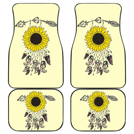Amazing Gift Ideas Sunflower Native American Pattern Light Yellow Background Car Floor Mats 212204 - YourCarButBetter