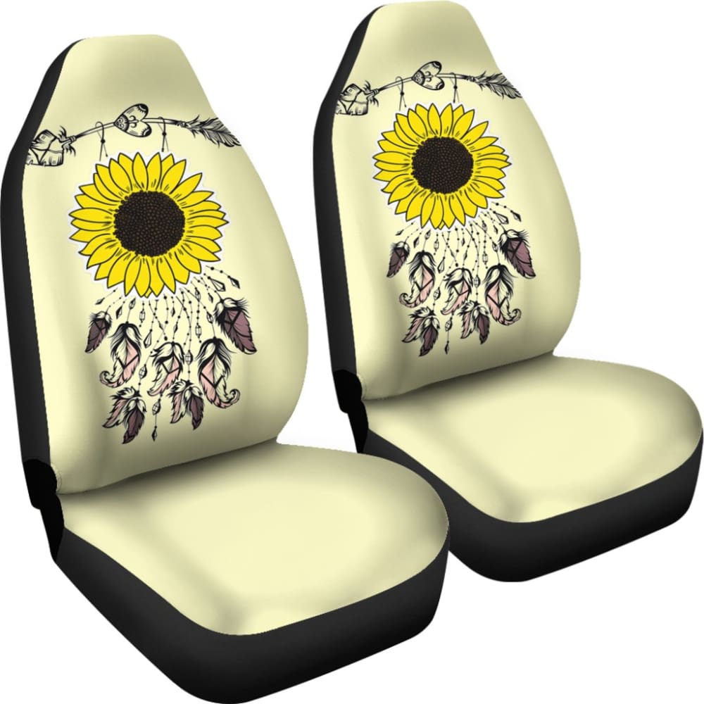 Amazing Gift Ideas Sunflower Native American Pattern Light Yellow Background Car Seat Covers 212204 - YourCarButBetter