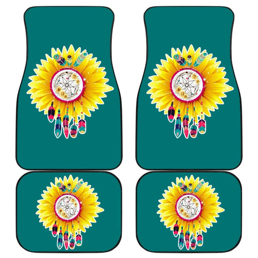Amazing Gift Ideas Sunflower Native American Pattern Teal Background Car Floor Mats 212204 - YourCarButBetter