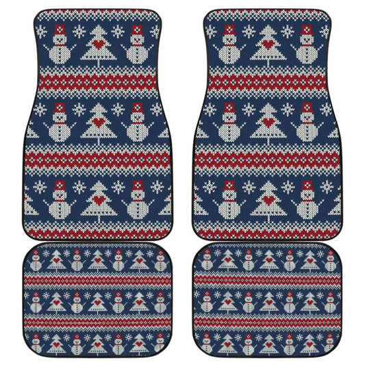 Amazing Gift Ideas Ugly Christmas Snowman Pattern Car Floor Mats 211903 - YourCarButBetter