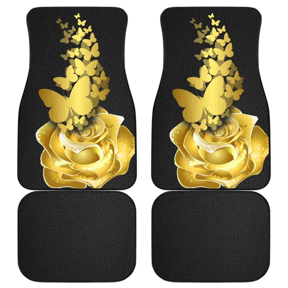 Amazing Golden Rose and Butterfly Car Floor Mats 210902