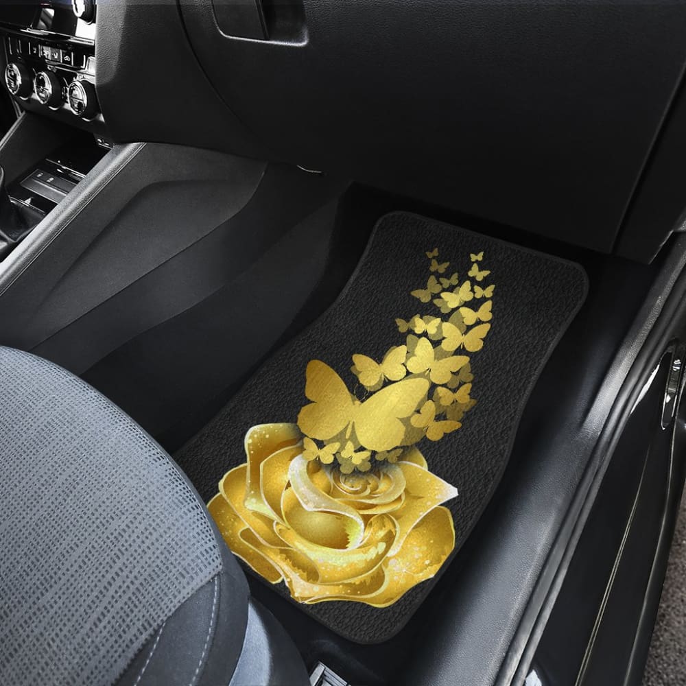 Amazing Golden Rose and Butterfly Car Floor Mats 210902