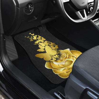 Amazing Golden Rose and Butterfly Car Floor Mats 210902