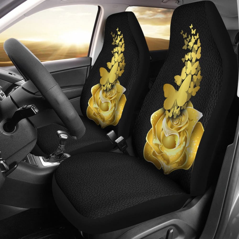 Amazing Golden Rose and Butterfly Car Seat Covers 210902