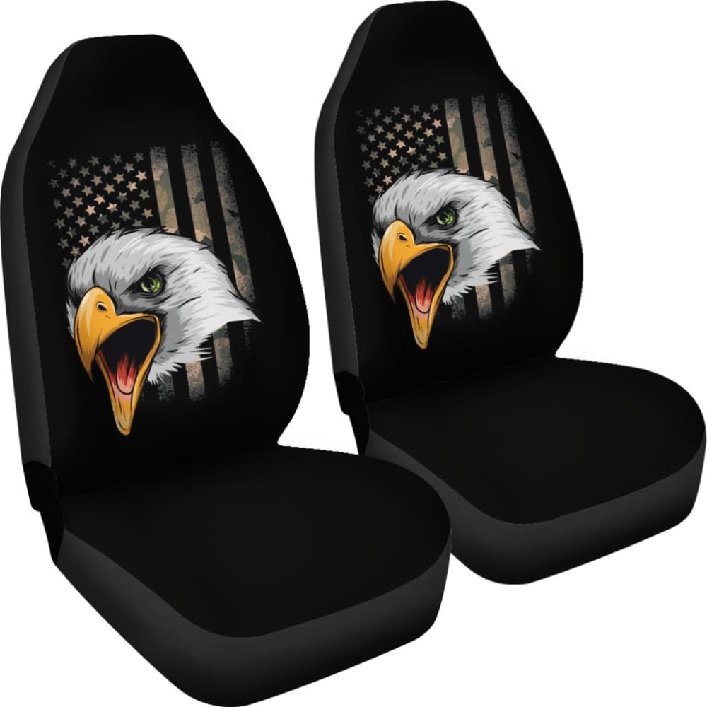 Amazing Green American Flag Custom Eagle Car Seat Covers 211803 - YourCarButBetter