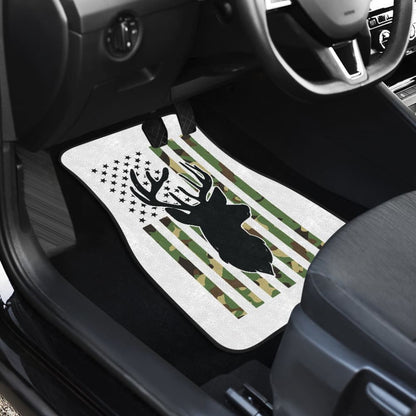 Amazing Green American Flag Deer Hunting Car Floor Mats 211803 - YourCarButBetter