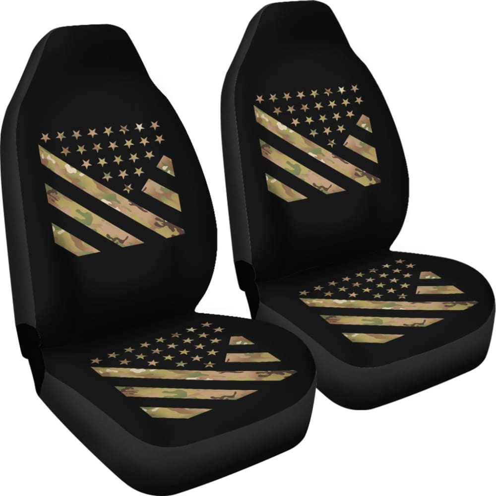 Amazing Green American Flag Stars And Stripes Car Seat Covers 211803 - YourCarButBetter
