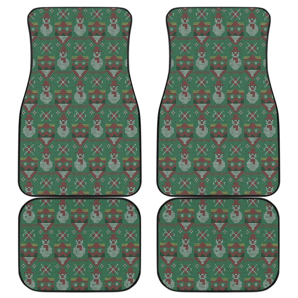 Amazing Green Ugly Christmas Snowman Pattern Car Floor Mats 211903 - YourCarButBetter