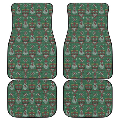 Amazing Green Ugly Christmas Snowman Pattern Car Floor Mats 211903 - YourCarButBetter