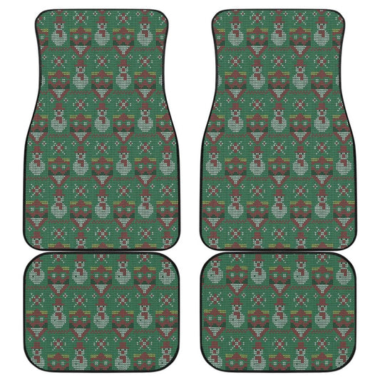 Amazing Green Ugly Christmas Snowman Pattern Car Floor Mats 211903 - YourCarButBetter