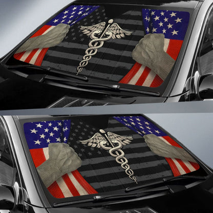 Amazing Patriot Nurse American Flag Car Auto Sun Shades 210401 - YourCarButBetter