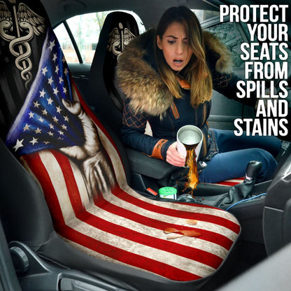 Amazing Patriot Nurse American Flag Car Seat Covers 210401 - YourCarButBetter