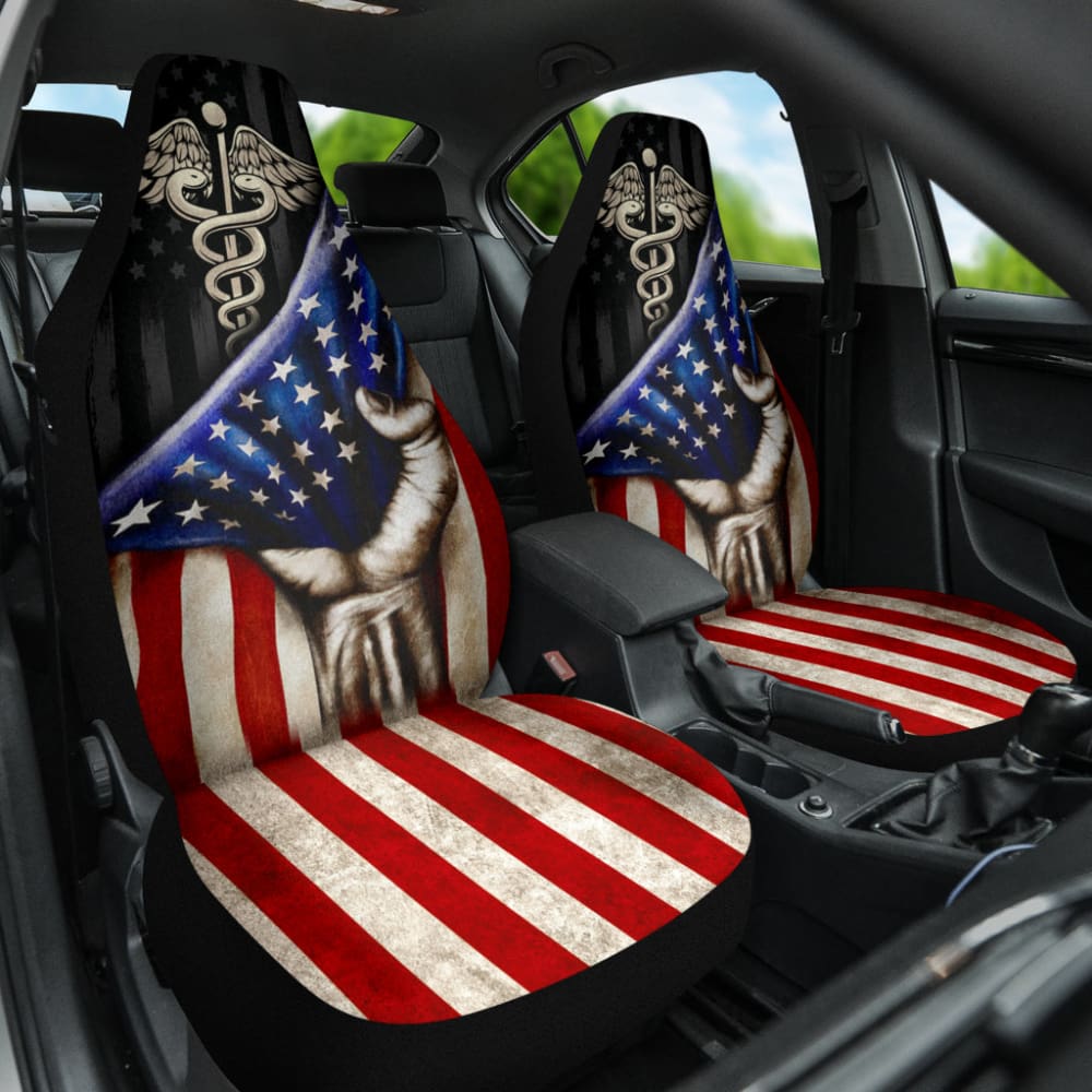 Amazing Patriot Nurse American Flag Car Seat Covers 210401 - YourCarButBetter