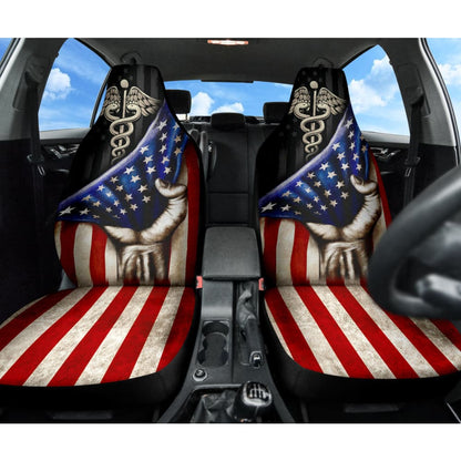 Amazing Patriot Nurse American Flag Car Seat Covers 210401 - YourCarButBetter
