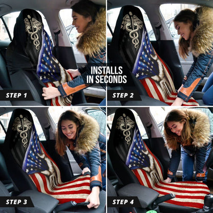 Amazing Patriot Nurse American Flag Car Seat Covers 210401 - YourCarButBetter