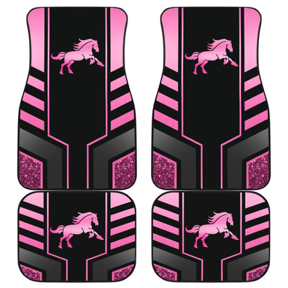 Amazing Pink Black Horse Mustang Custom Metallic Style Printed Car Floor Mats 211901 - YourCarButBetter