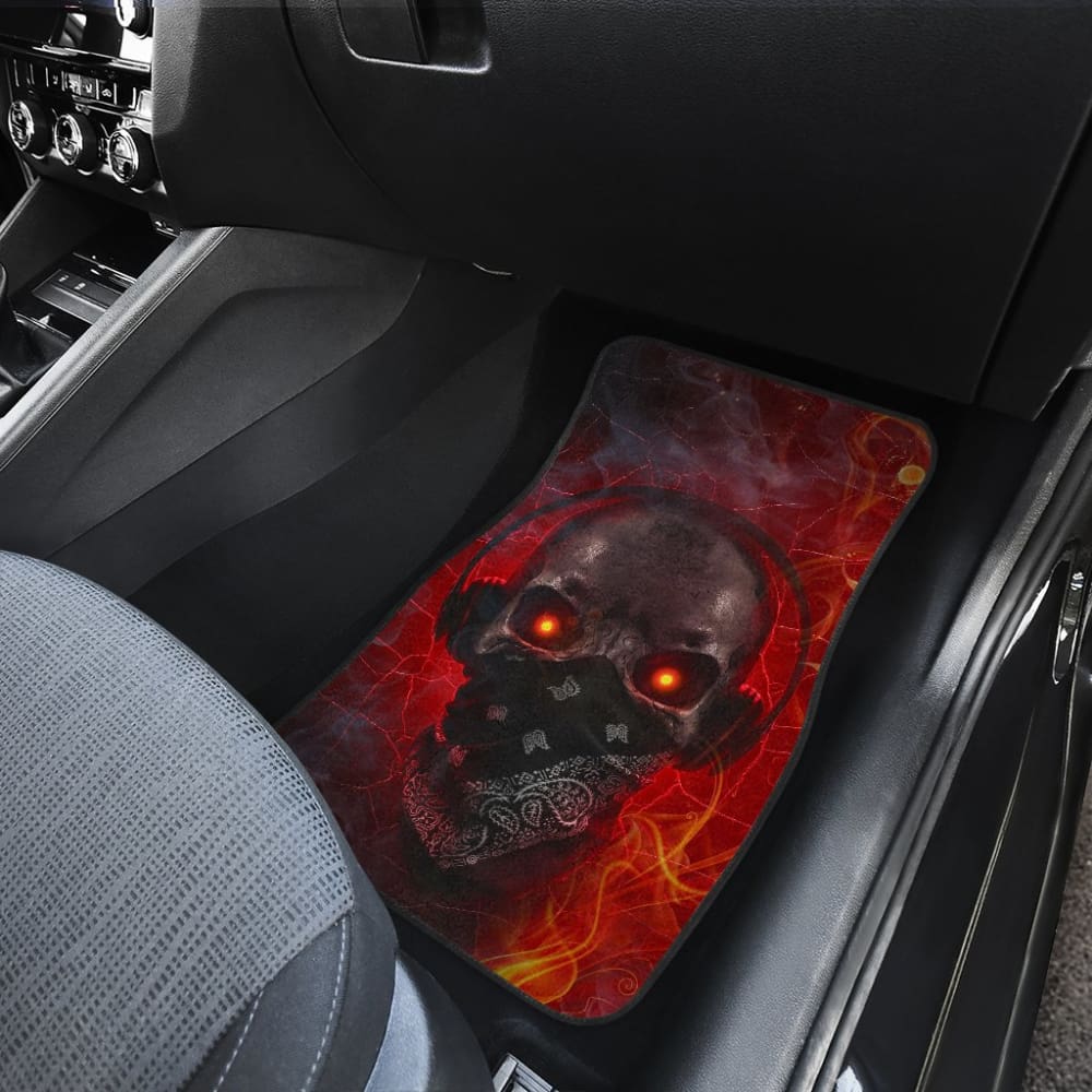 Amazing Red Fire Music Headphone Gothic Skull Car Floor Mats 211804 - YourCarButBetter