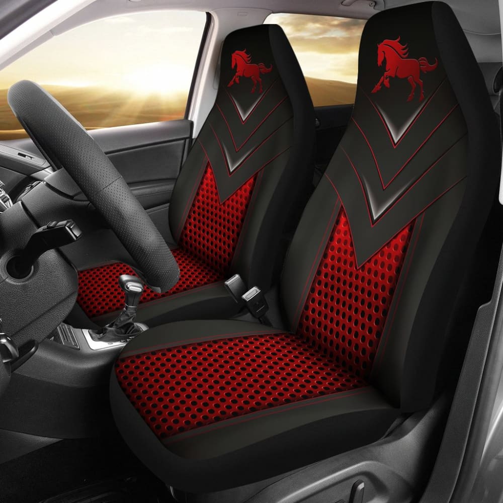 Amazing Red Horse Metallic Custom Style Printed Car Seat Covers 211501 - YourCarButBetter