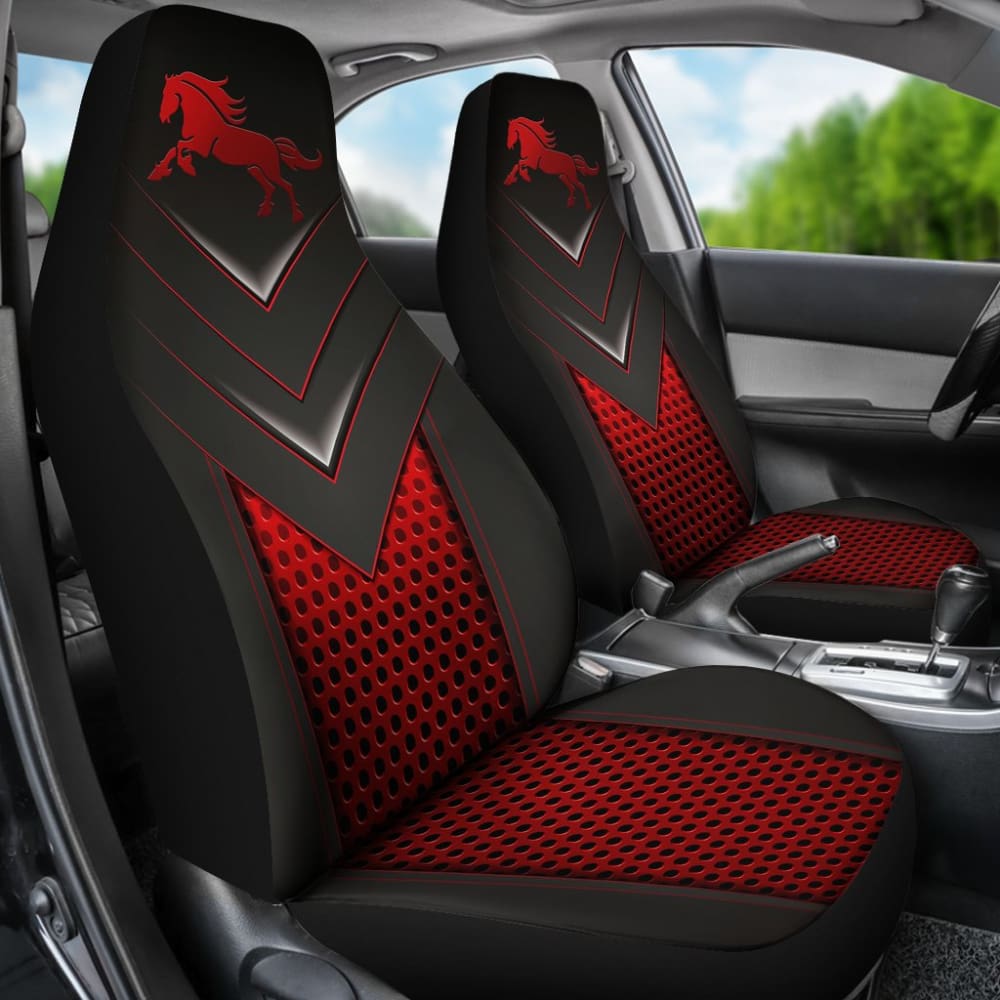 Amazing Red Horse Metallic Custom Style Printed Car Seat Covers 211501 - YourCarButBetter