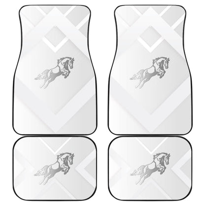 Amazing Shine Silver Horse Mustang Custom Metallic Style Printed Car Floor Mats 211407 - YourCarButBetter