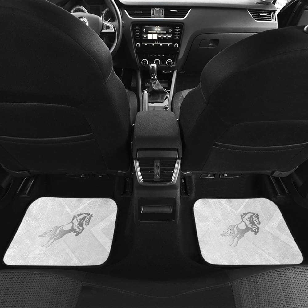Amazing Shine Silver Horse Mustang Custom Metallic Style Printed Car Floor Mats 211407 - YourCarButBetter