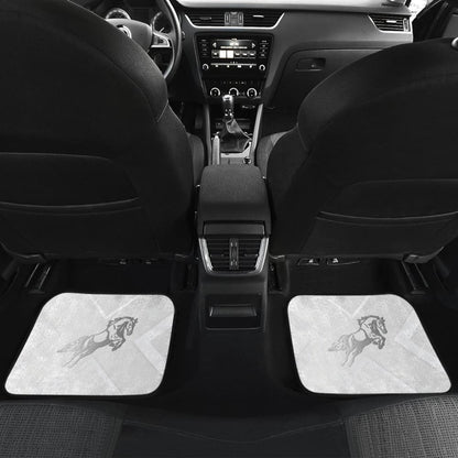 Amazing Shine Silver Horse Mustang Custom Metallic Style Printed Car Floor Mats 211407 - YourCarButBetter