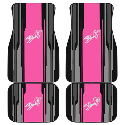 Amazing Silver Pink Horse Mustang Custom Metallic Style Printed Car Floor Mats 211901 - YourCarButBetter
