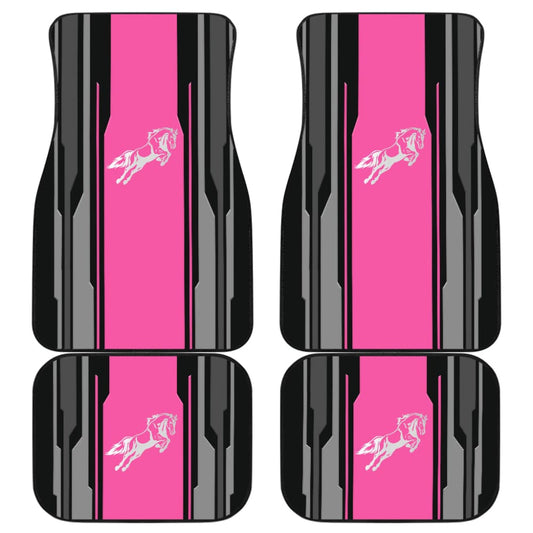 Amazing Silver Pink Horse Mustang Custom Metallic Style Printed Car Floor Mats 211901 - YourCarButBetter